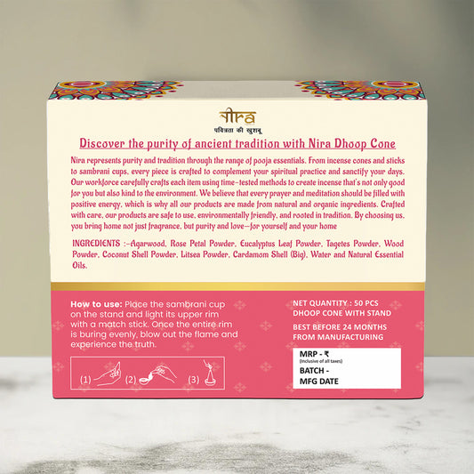 Nira Fragrances Dhoop Cone 100% Organic with Rose Fragrance