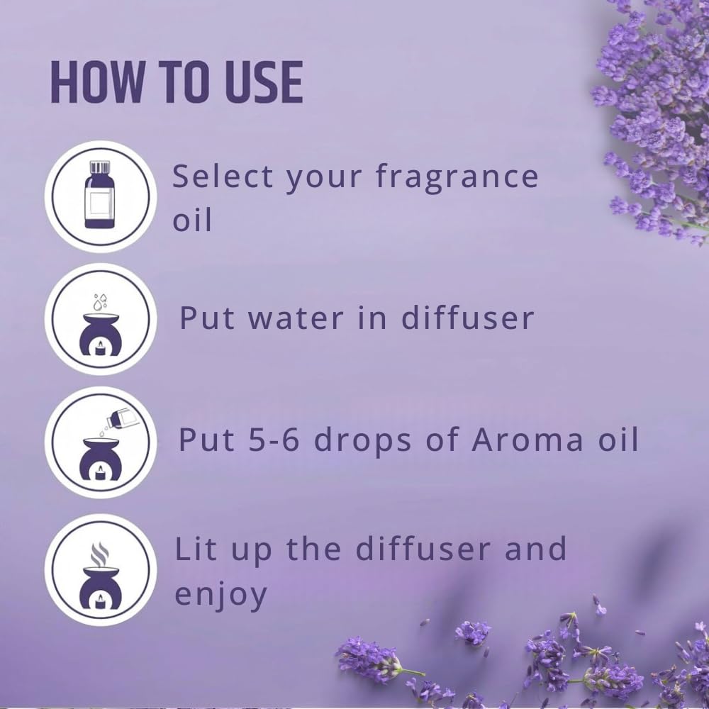 Nira Fragrances Oil | 15 ml | Lavender Aroma Oil for Home Fragrance | Best for Aromatherapy | Helps in Meditation | Used in Diffuser, Candles, Air Fresheners