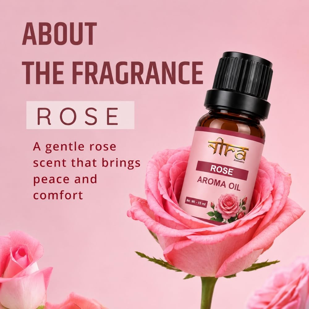 Nira Fragrances Oil | Pack of 2 | Rose & LemonGrass Aroma Oil for Home Fragrance | Best for Aromatherapy | Helps in Meditation
