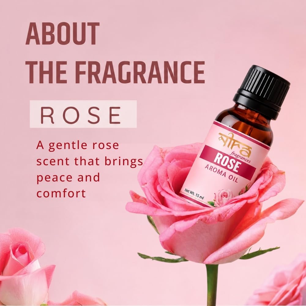 Nira Fragrances Oil | 15 ml | Rose Aroma Oil for Home Fragrance | Best for Aromatherapy | Helps in Meditation | Used in Diffuser, Candles, Air Fresheners