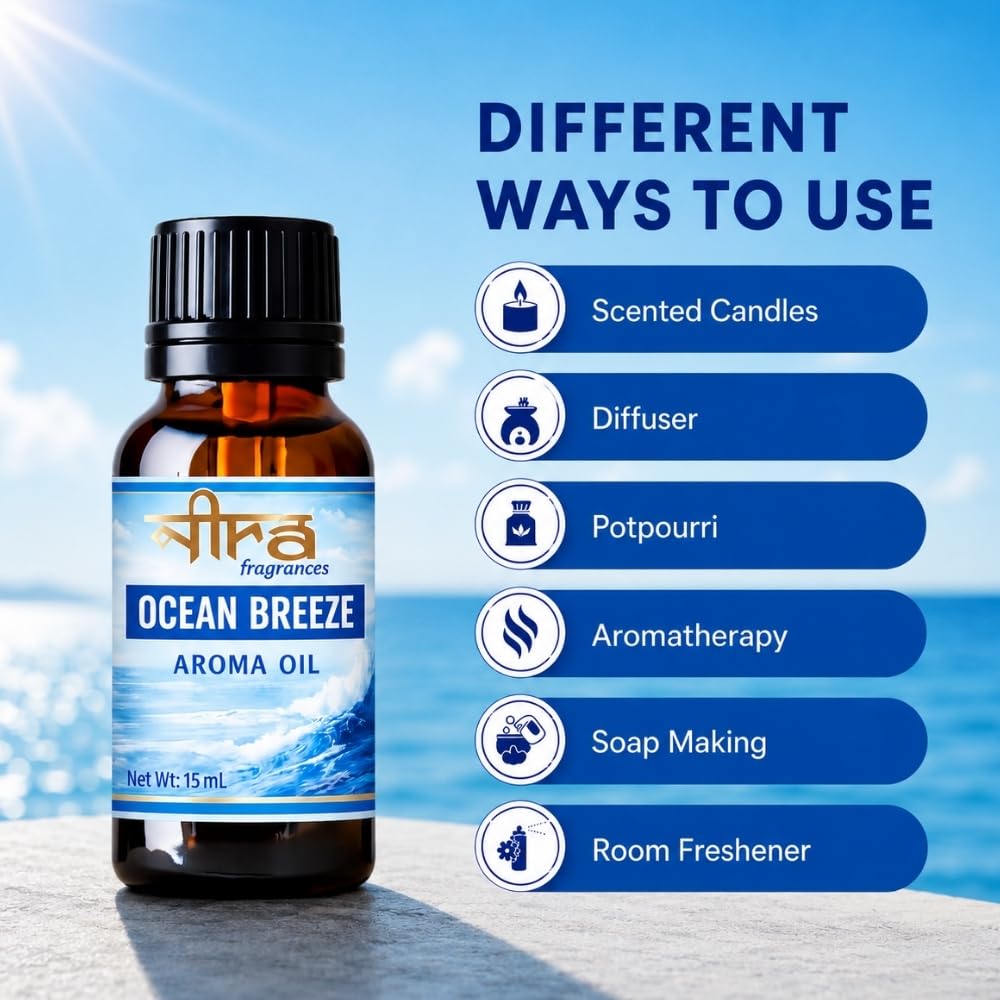 Nira Fragrances Diffuser Oil Combo of 4 (Lemon Grass | OceanBreeze | Rose | Lavender) 60ml for Home, Candle, Office Aroma Oil
