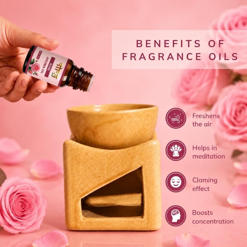 Nira Fragrances Oil | Pack of 2 | Rose & LemonGrass Aroma Oil for Home Fragrance | Best for Aromatherapy | Helps in Meditation