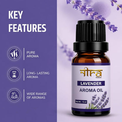 Nira Fragrances Oil | 15 ml | Lavender Aroma Oil for Home Fragrance | Best for Aromatherapy | Helps in Meditation | Used in Diffuser, Candles, Air Fresheners