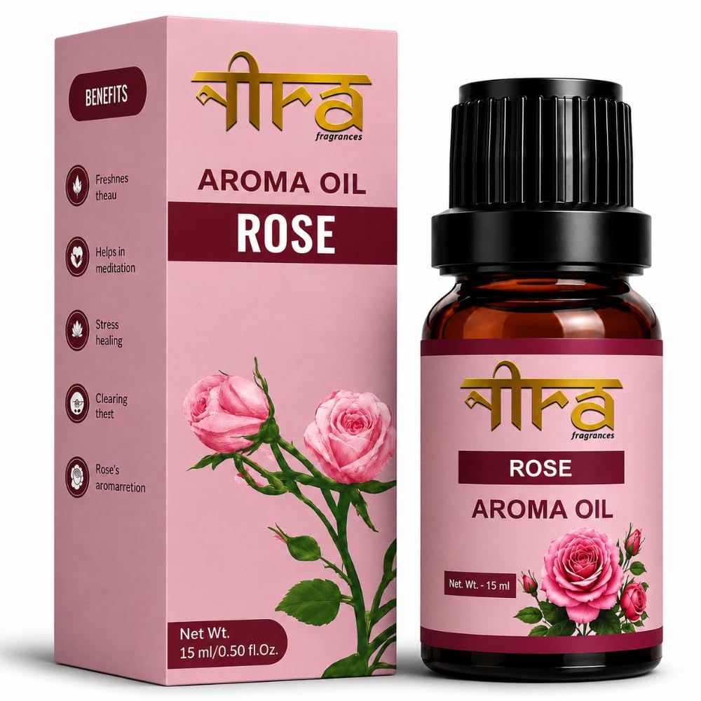 Nira Fragrances Oil | 15 ml | Rose Aroma Oil for Home Fragrance | Best for Aromatherapy | Helps in Meditation | Used in Diffuser, Candles, Air Fresheners