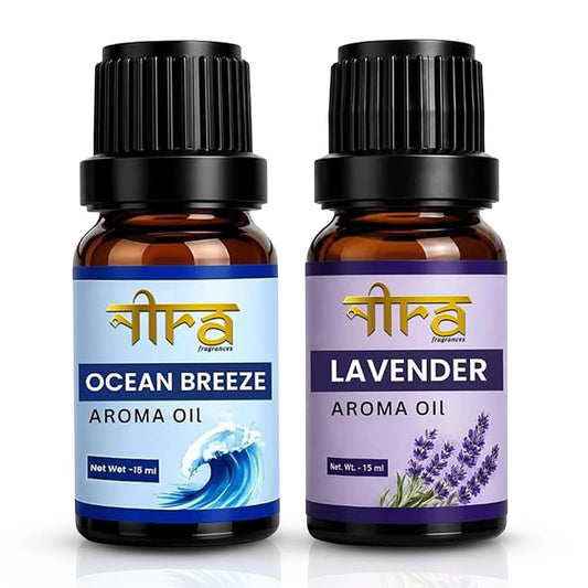 Nira Fragrances Oil | Pack of 2 | OceanBreeze & Lavender Aroma Oil for Home Fragrance | Best for Aromatherapy | Helps in Meditation