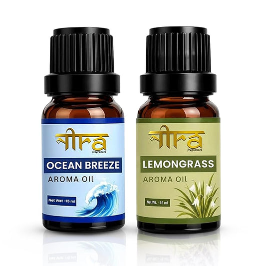 Nira Fragrances Oil | Pack of 2 | OceanBreeze & LemonGrass Aroma Oil for Home Fragrance | Best for Aromatherapy | Helps in Meditation