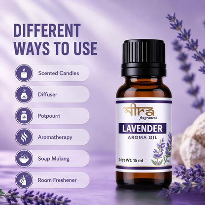 Nira Fragrances Oil | 15 ml | Lavender Aroma Oil for Home Fragrance | Best for Aromatherapy | Helps in Meditation | Used in Diffuser, Candles, Air Fresheners