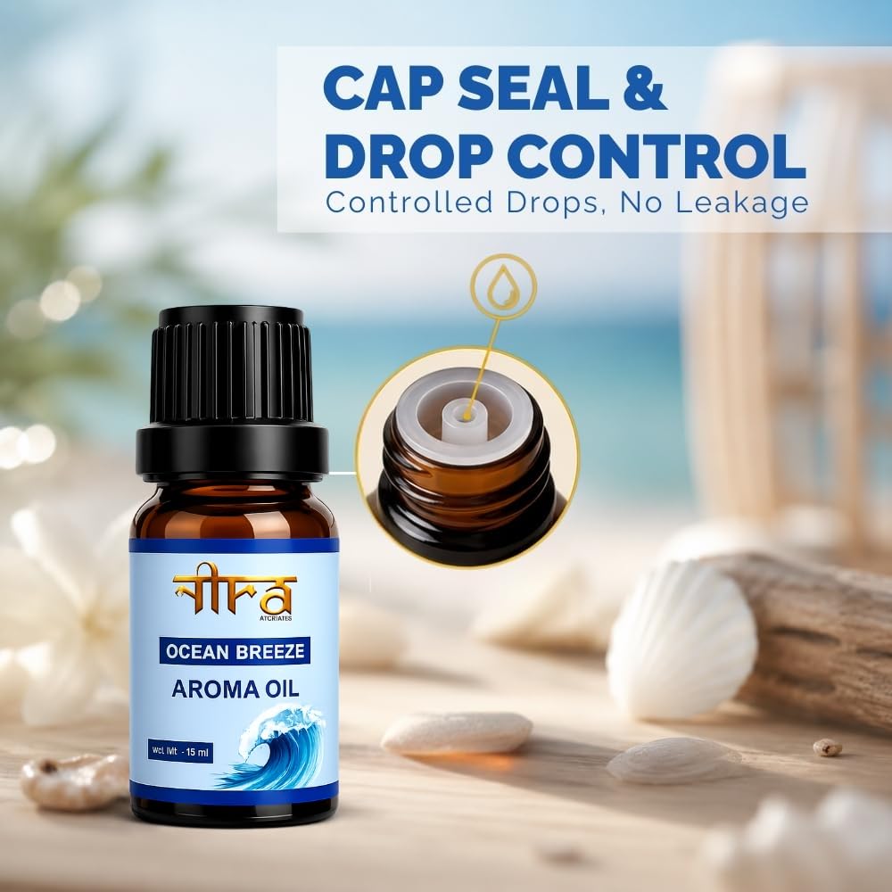 Nira Fragrances Oil | 15 ml | Ocean Breeze Aroma Oil for Home Fragrance | Best for Aromatherapy | Helps in Meditation | Used in Diffuser, Candles, Air Fresheners