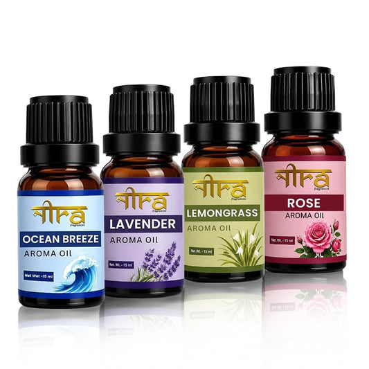 Nira Fragrances Diffuser Oil Combo of 4 (Lemon Grass | OceanBreeze | Rose | Lavender) 60ml for Home, Candle, Office Aroma Oil