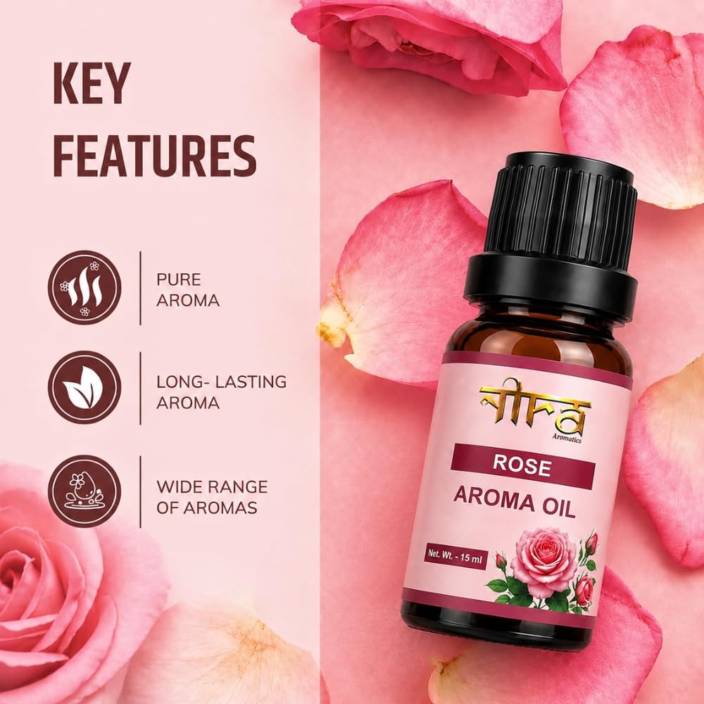 Nira Fragrances Oil | Pack of 2 | Rose & OceanBreeze Aroma Oil for Home Fragrance | Best for Aromatherapy | Helps in Meditation