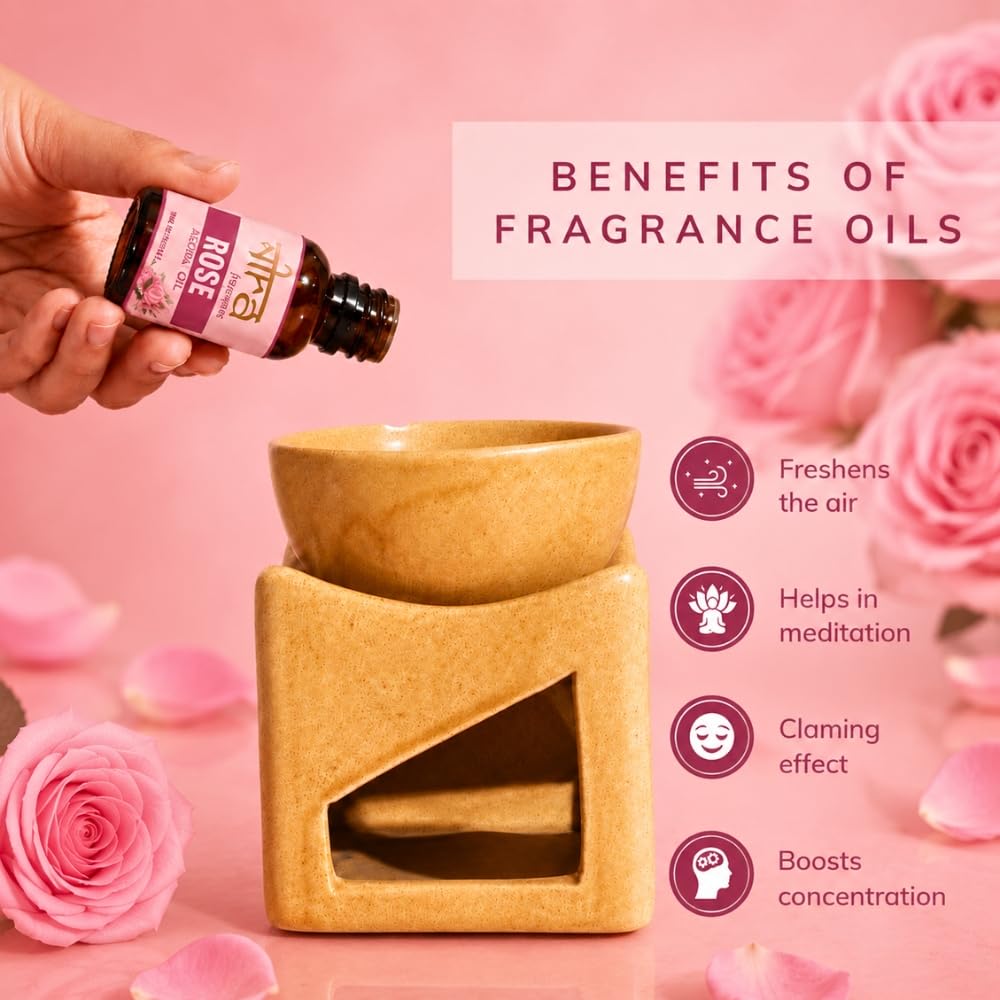 Nira Fragrances Oil | 15 ml | Rose Aroma Oil for Home Fragrance | Best for Aromatherapy | Helps in Meditation | Used in Diffuser, Candles, Air Fresheners
