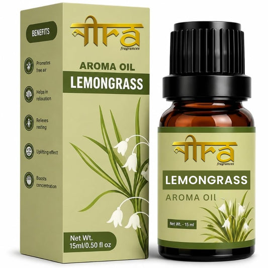 Nira Fragrances Oil | 15 ml | Lemongrass Aroma Oil for Home Fragrance | Best for Aromatherapy | Helps in Meditation | Used in Diffuser, Candles, Air Fresheners