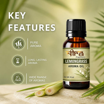 Nira Fragrances Diffuser Oil Combo of 4 (Lemon Grass | OceanBreeze | Rose | Lavender) 60ml for Home, Candle, Office Aroma Oil