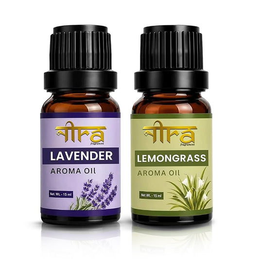 Nira Fragrances Oil | Pack of 2 | Lavender & LemonGrass Aroma Oil for Home Fragrance | Best for Aromatherapy | Helps in Meditation