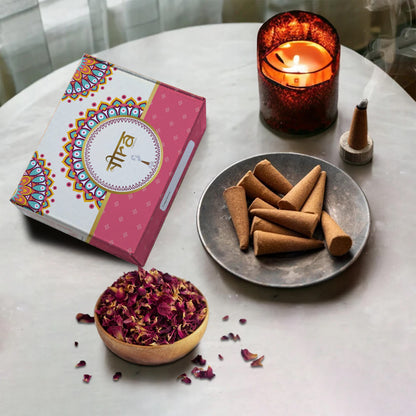 Nira Fragrances Dhoop Cone 100% Organic with Rose Fragrance