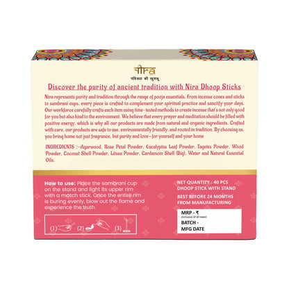 Nira Fragrances Dhoop Stick 100% Organic with Chandan Fragrance