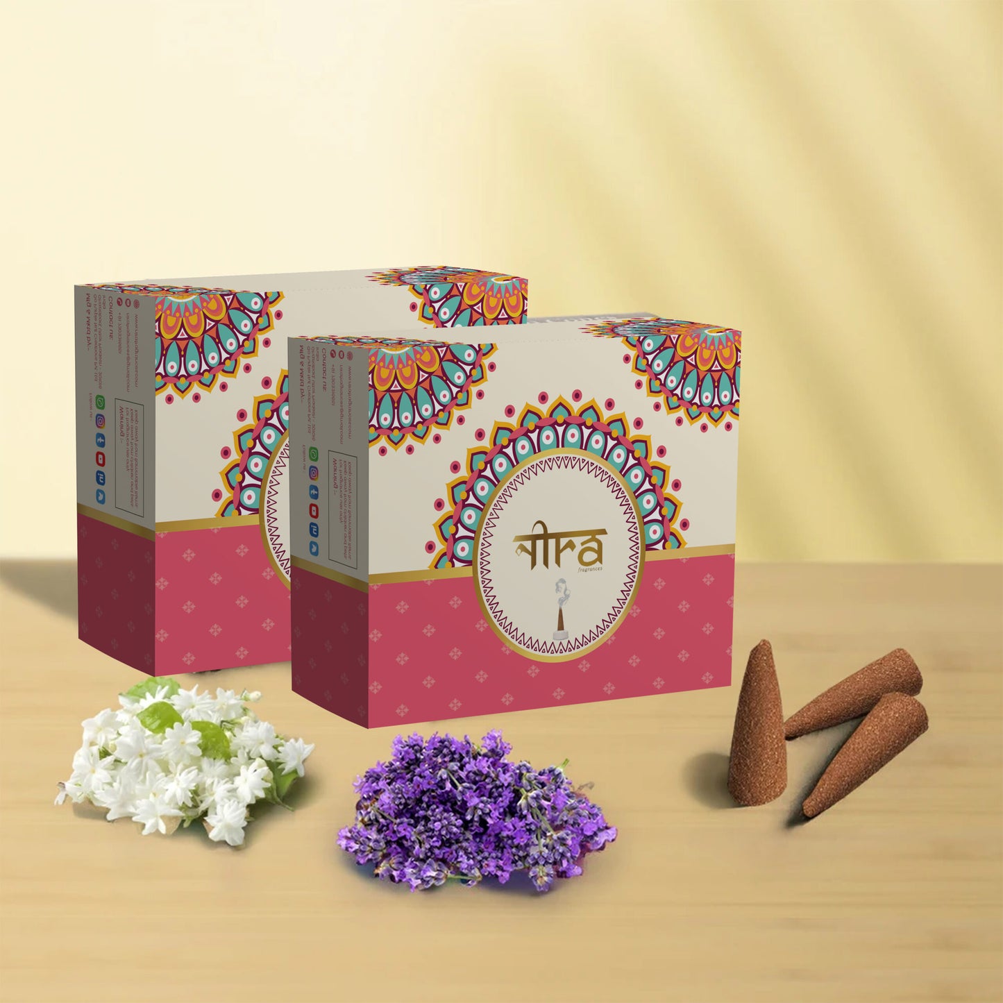 Nira Fragrances Dhoop Cone 100% Organic with Jasmine and Lavender Combo Fragrances