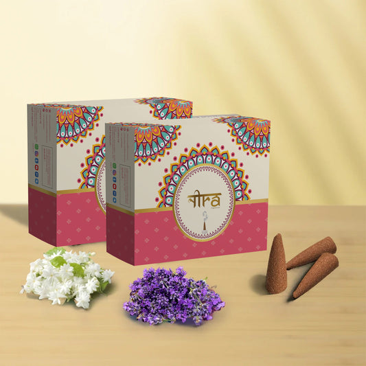 Nira Fragrances Dhoop Cone 100% Organic with Jasmine and Lavender Combo Fragrances