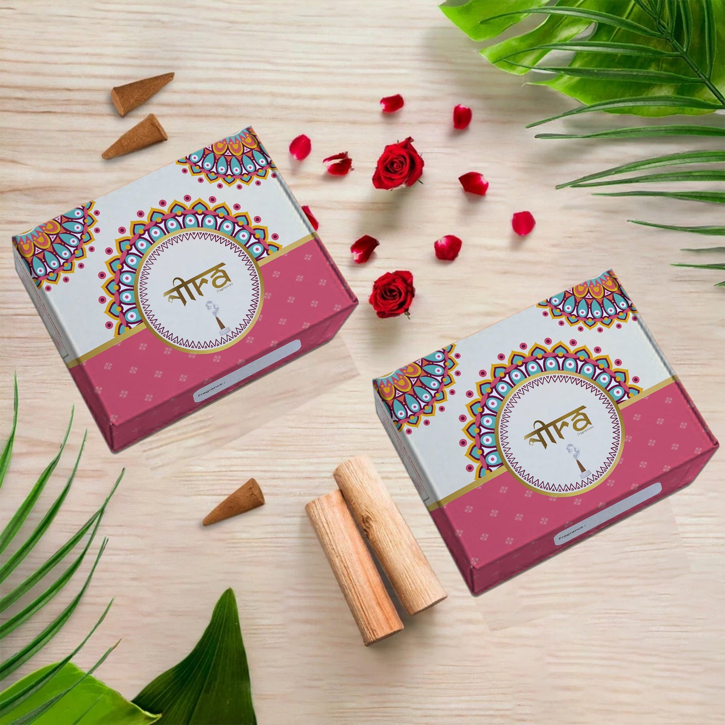 Nira Fragrances Dhoop Cone 100% Organic with Rose and Chandan Combo Fragrances