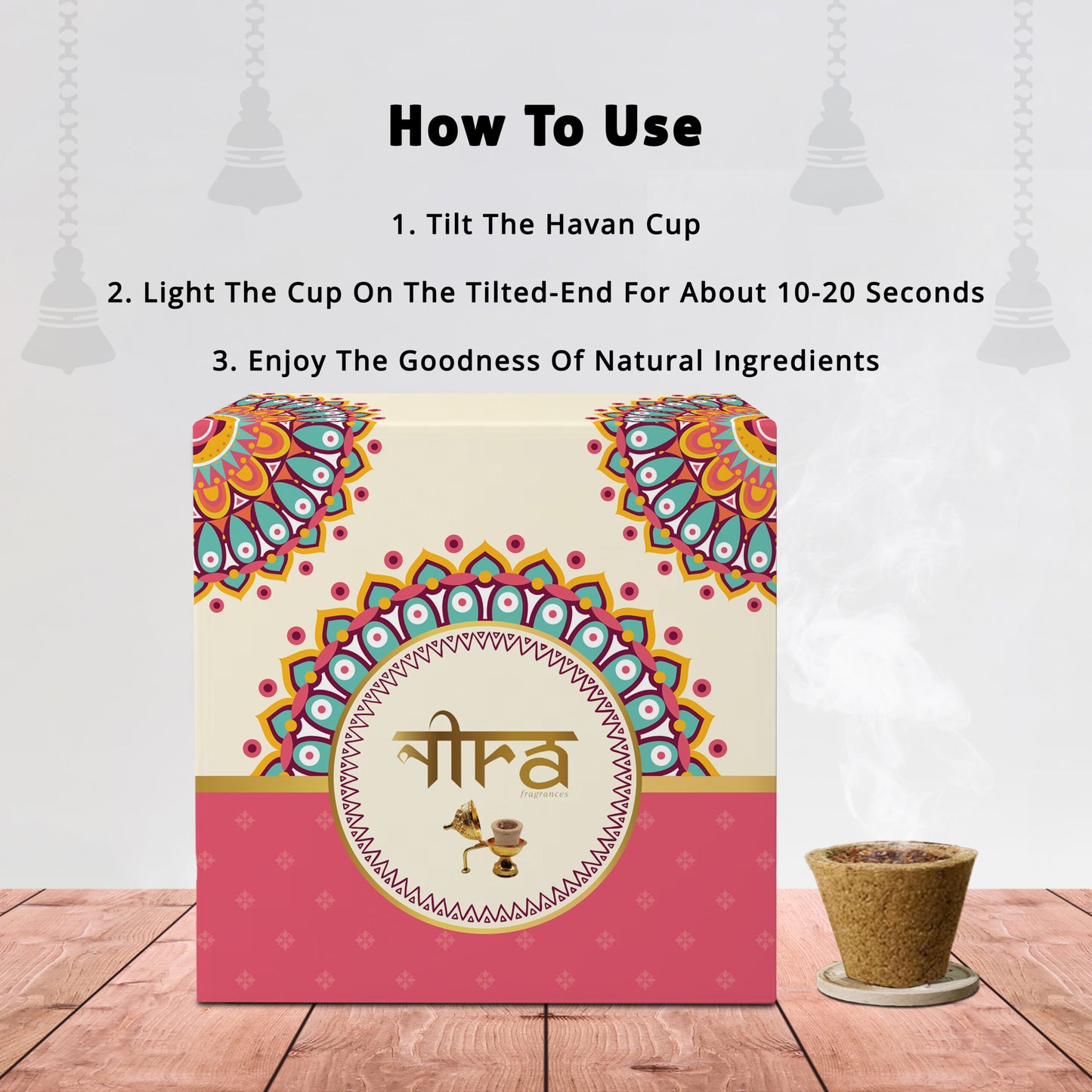 Nira Fragrances Sambrani Cups 100% Natural Herbs , Sandalwood Fragrance