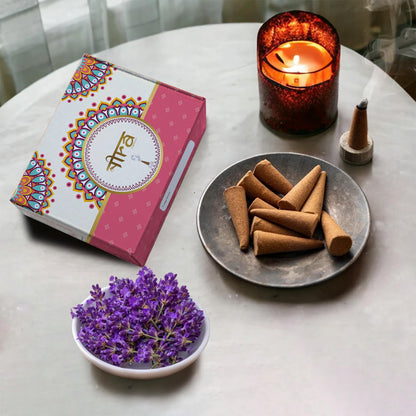 Nira Fragrances Dhoop Cone 100% Organic with Lavender Fragrance .
