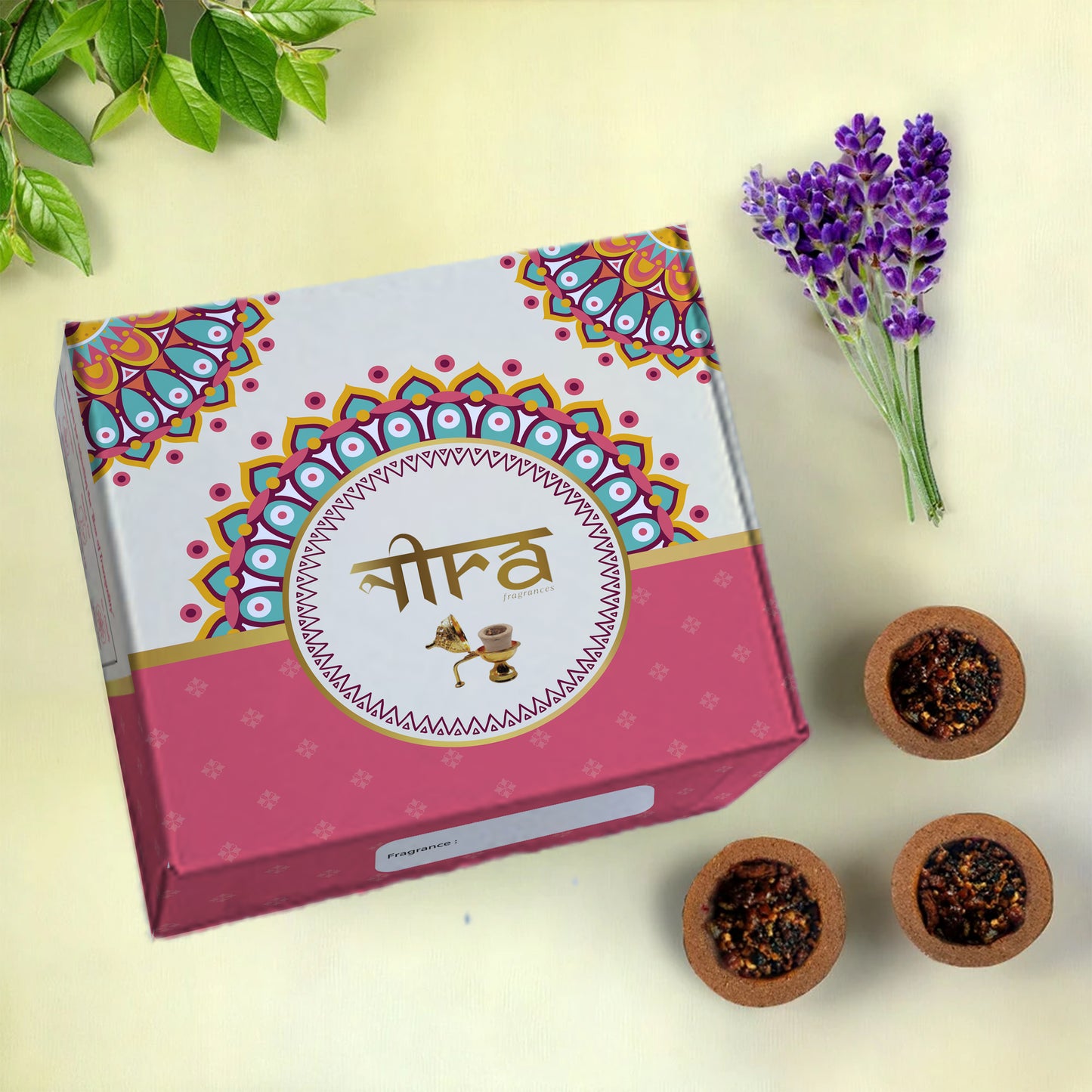 Nira Fragrances Sambrani Cups 100% Natural Herbs , Lavender Fragrance