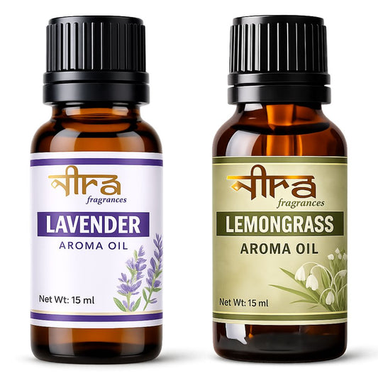 Nira Fragrances Oil | Pack of 2 | Lavender & LemonGrass Aroma Oil for Home Fragrance | Best for Aromatherapy | Helps in Meditation