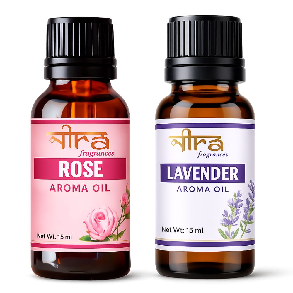 Nira Fragrances Oil | Pack of 2 | Rose & Lavender Aroma Oil for Home Fragrance | Best for Aromatherapy | Helps in Meditation
