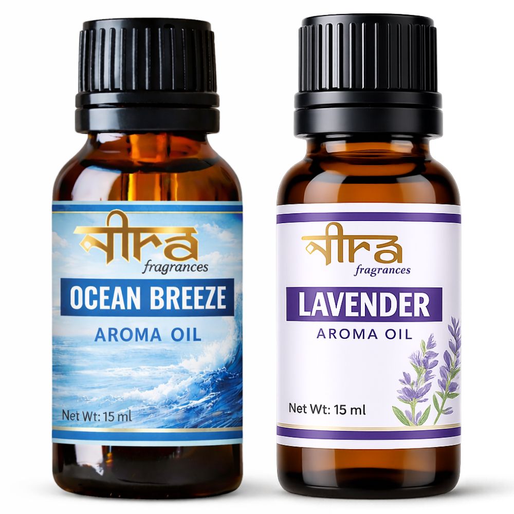 Nira Fragrances Oil | Pack of 2 | OceanBreeze & Lavender Aroma Oil for Home Fragrance | Best for Aromatherapy | Helps in Meditation