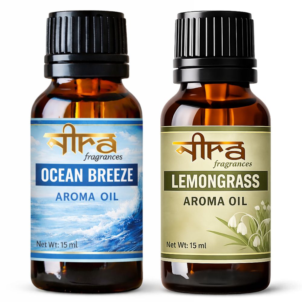 Nira Fragrances Oil | Pack of 2 | OceanBreeze & LemonGrass Aroma Oil for Home Fragrance | Best for Aromatherapy | Helps in Meditation