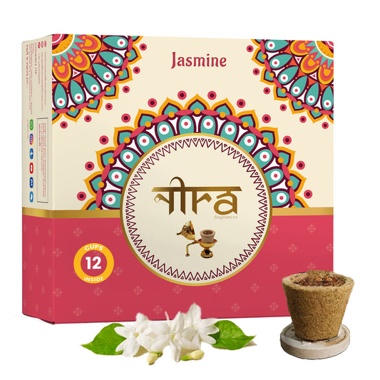 Nira Fragrances Sambrani Cups 100% Natural Herbs , Jasmine Fragrance