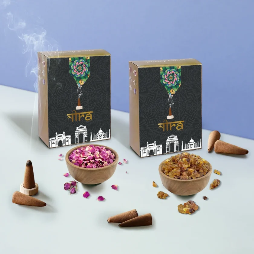 2 packs of organic dhoop cones rose and guggle