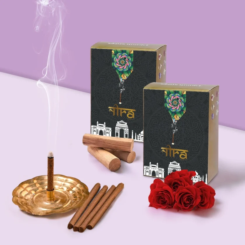 2 packs of organic dhoop sticks which is natural rose and chandan fragrance